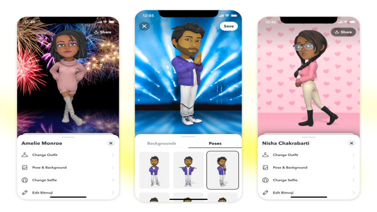 Snapchat-profielen krijgen een nieuwe look, met 3D Bitmoji