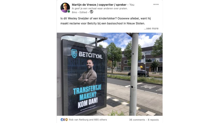 Een van de LinkedIn-posts van Martijn de Vreeze