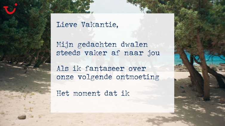 Tui schrijft liefdesbrief aan vakantie 