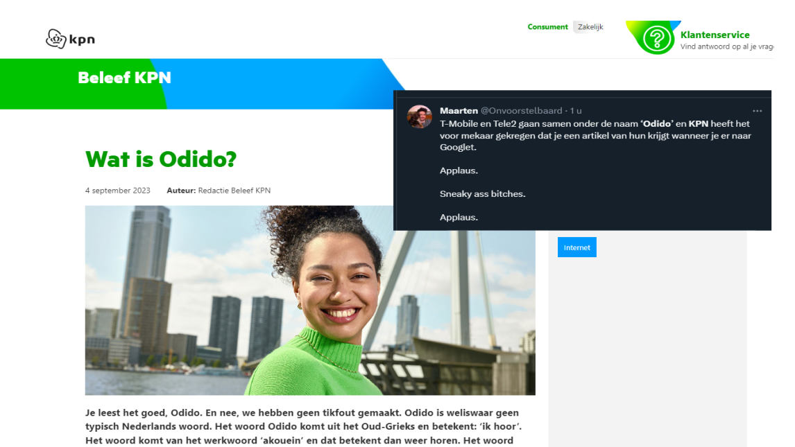 Odido-blog op de site van KPN