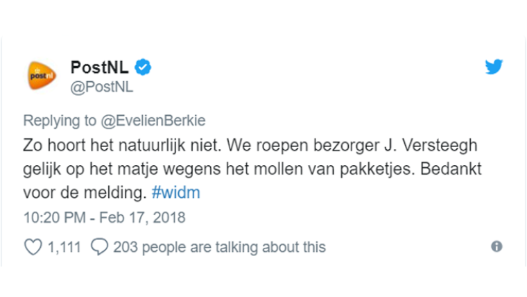 Zooitje bij PostNL