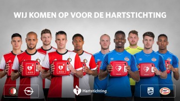 Spelers Feyenoord en PSV komen zondag met AED's het veld op