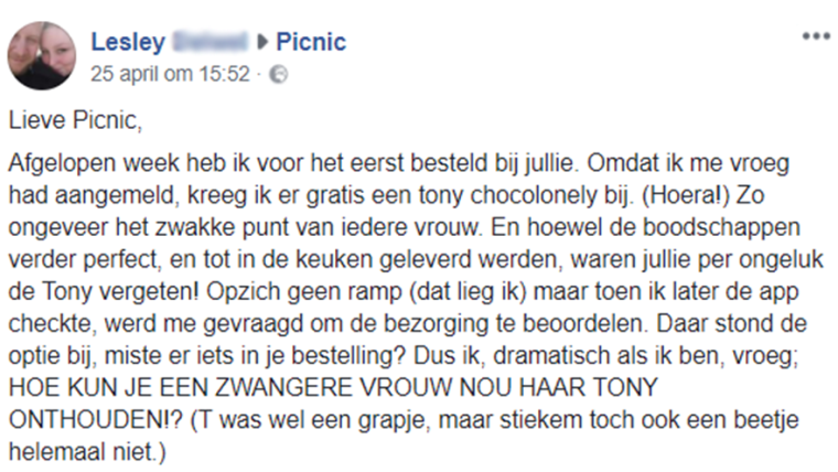 Bericht aan Picnic 