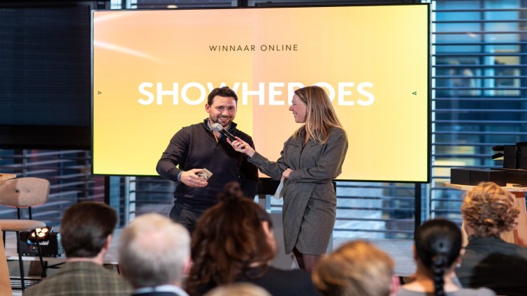 Erik Dubbeldeman van Showheroes tijdens de uitreiking van de Media Report-awards eerder dit jaar