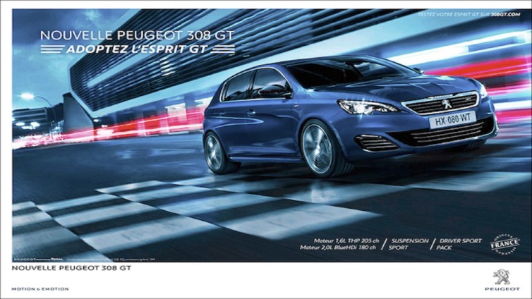 Reclame 'oude stijl' voor een Peugeot 308