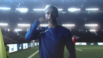 Griezmann juicht ook kenmerkend in Puma-reclame