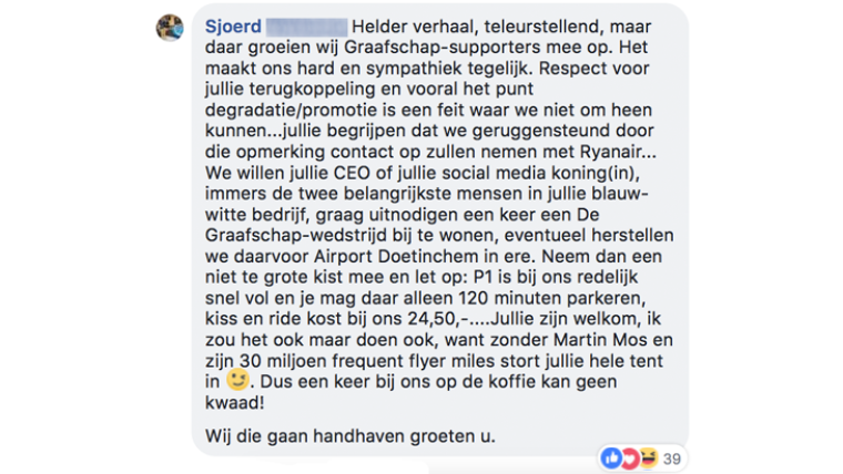 Reactie Sjoerd