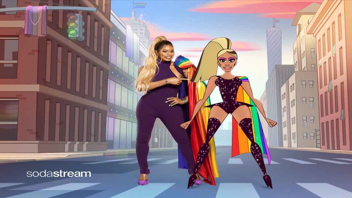 Actrice Laverne Cox schittert in LGBTQI+-commercial van Sodastream