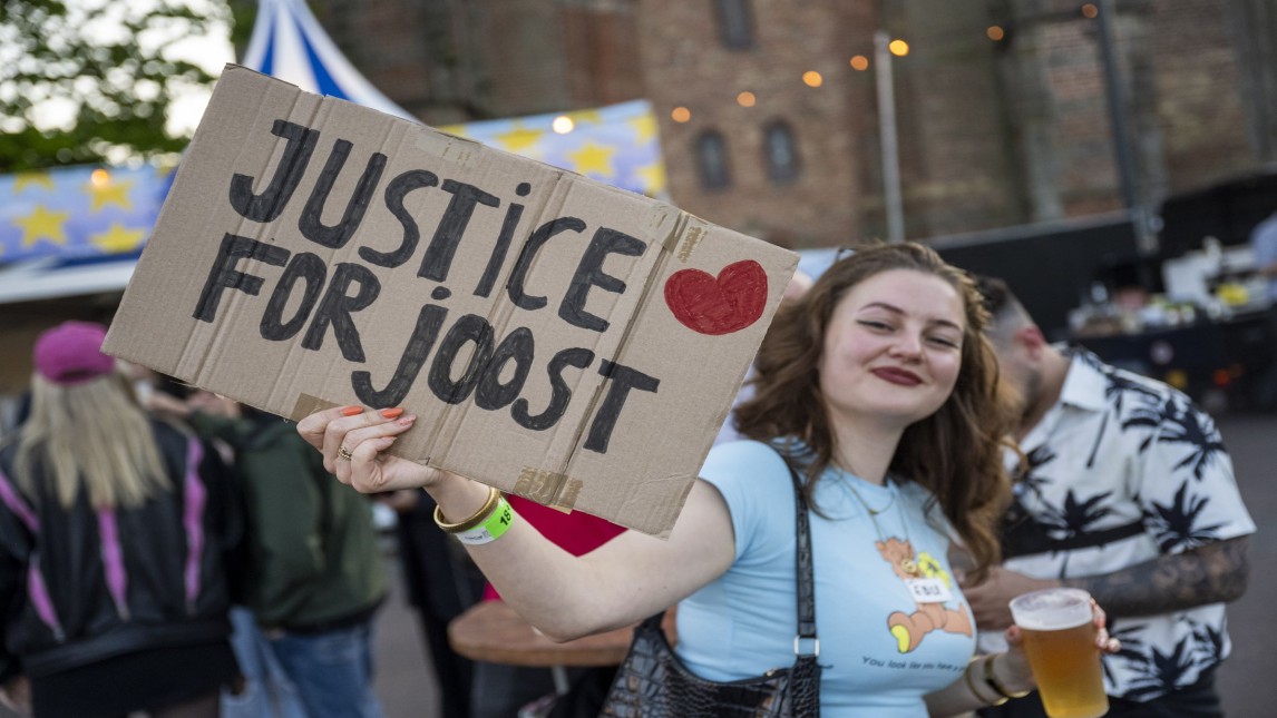 Protest in Leeuwarden tijdens finale van het Eurovisie Songfestival ANP JILMER POSTMA