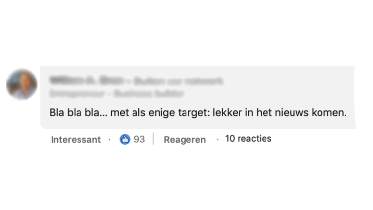 Bla bla ba met als enige target lekker in het nieuws komen