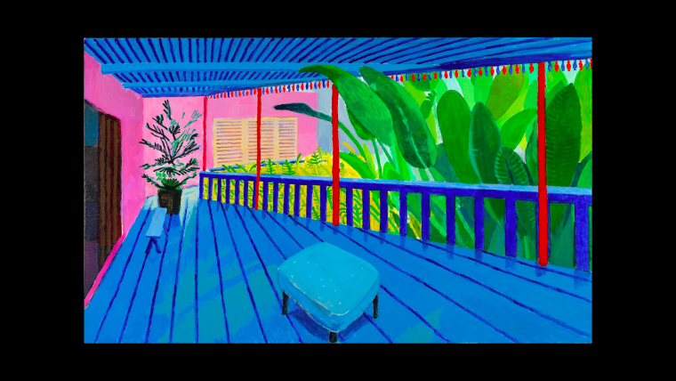 “Garden with Blue Terrace”, David Hockney, 2015