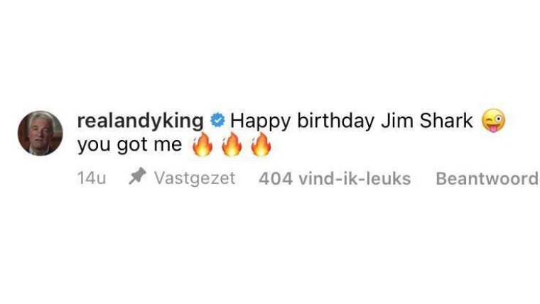 Andy King feliciteert Jim Shark ;)