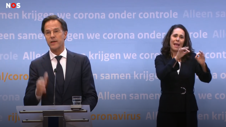 Premier Mark Rutte tijdens de persconferentie