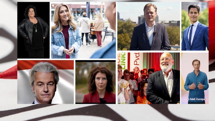 Collage lijsttrekkers, openingsbeeld liveblog verkiezingen 2023