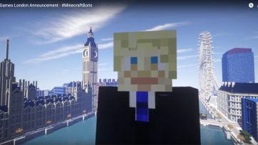 Burgemeester Boris Johnson van Londen geeft persconferentie in Minecraft