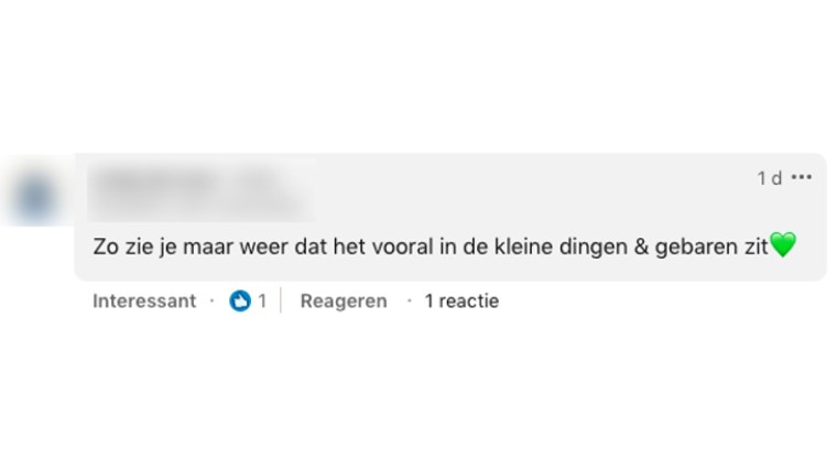 zo zie je maar weer dat het vooral in de kleine dingen & gebaren zit