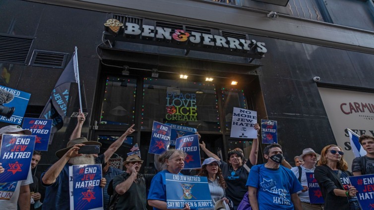 Protest in New York tegen boycot  Ben &amp; Jerry's van delen Israel