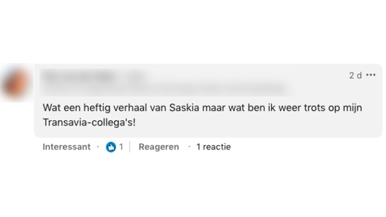 wat een heftig verhaal van Saskia maar wat ben ik weer trots op mijn Transavoa-collega's