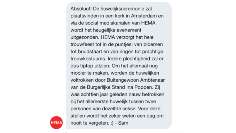 Reactie van de Hema