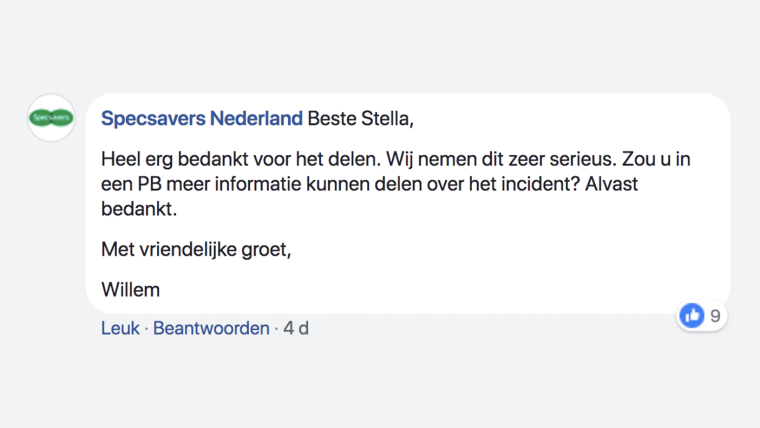 Reactie van Specsavers