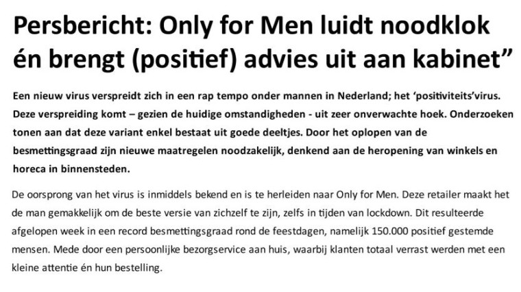 persbericht Only fot Men