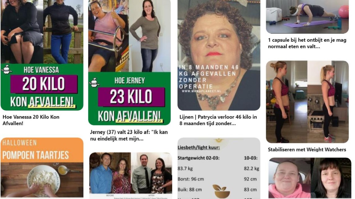 Een Nederlandse zoektocht naar afvallen op Pinterest laat zien dat er hier nog weinig is te merken van het nieuwe beleid.