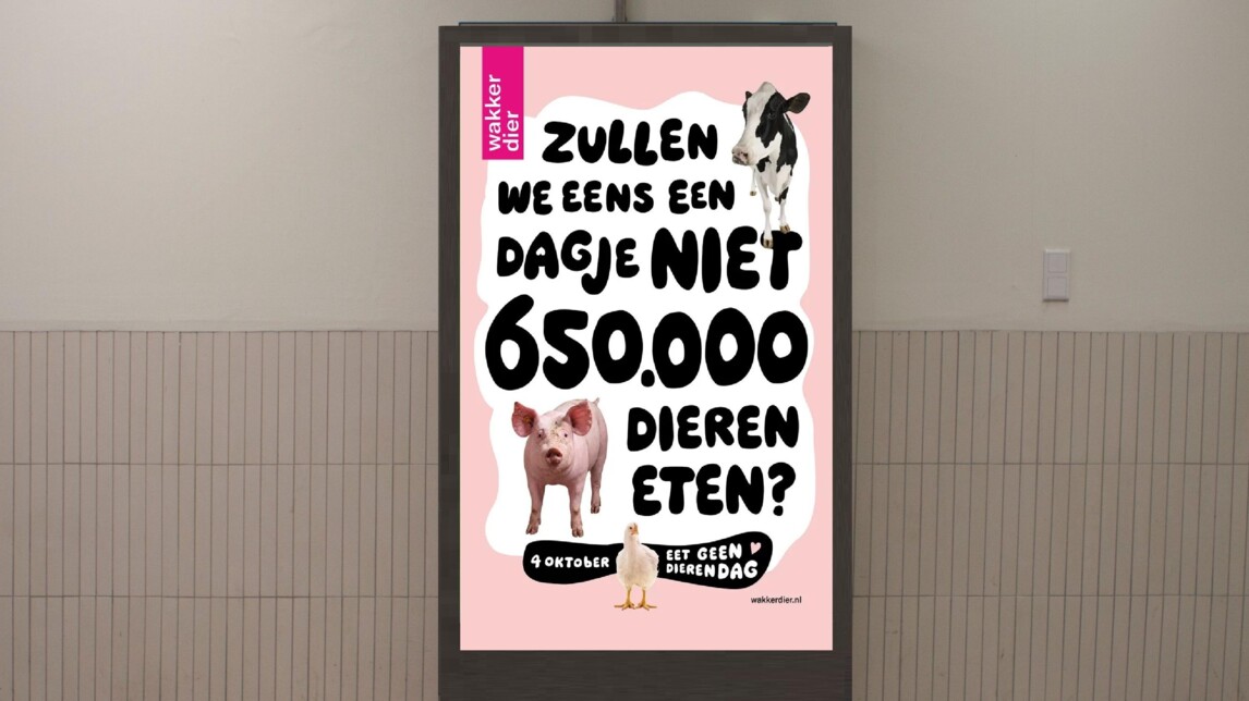 De poster van Wakker Dier zoals die niet bij NS komt te hangen 
