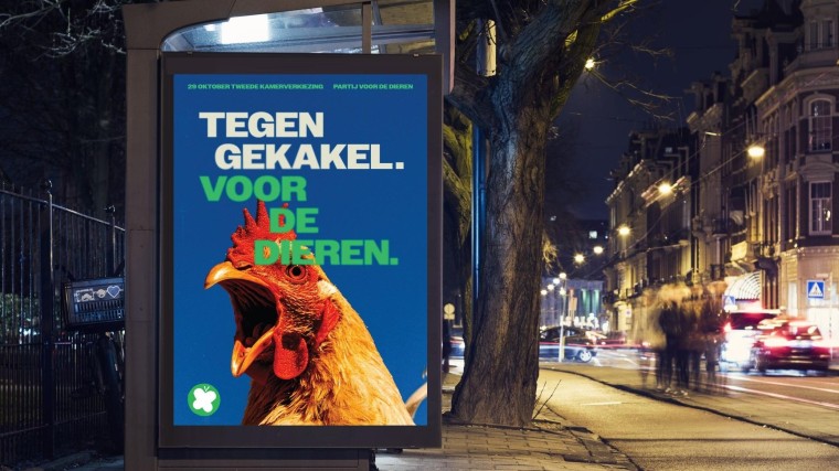 Poster voor de PvdD van Tom Zwarts en Anne van Andel, respectievelijk artdirector en creatief bij Roorda Reclamebureau