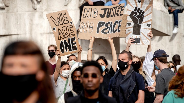 De demonstratie Black Lives Matters op de Dam in Amsterdam