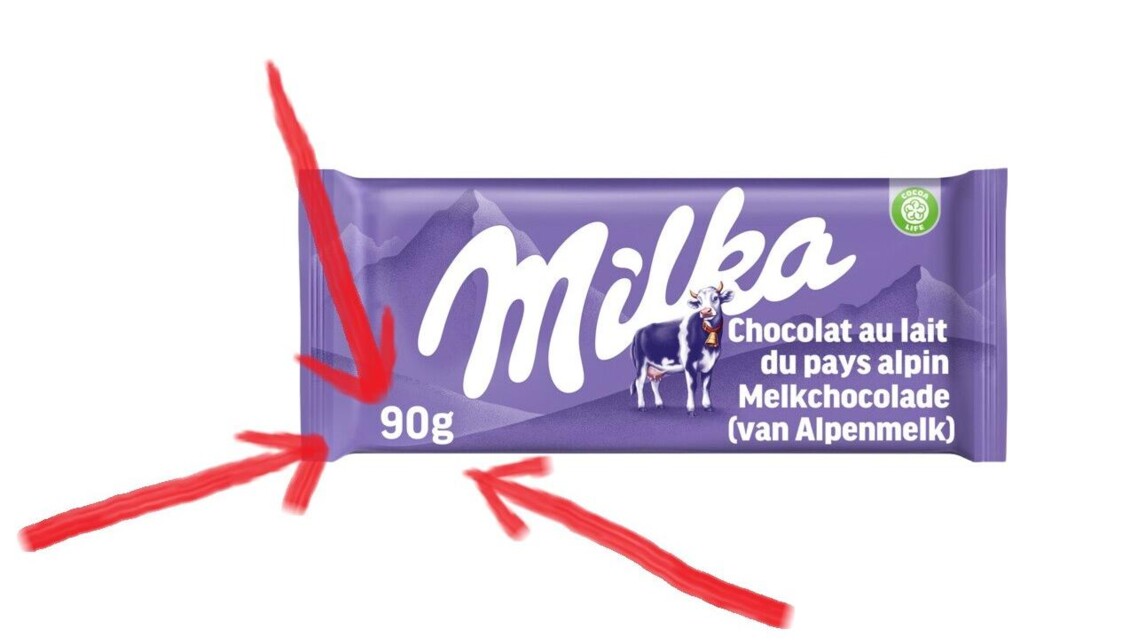 Zelfde verpakking, 10 gram minder chocolade