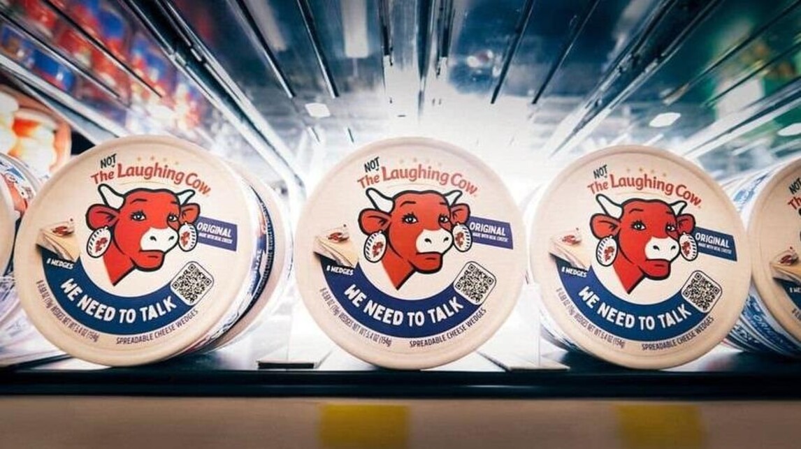 De aangepaste packaging van The Lauging Cow