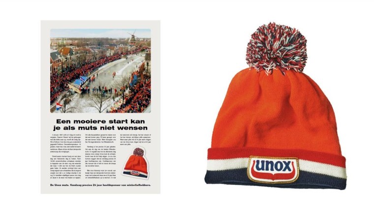 advertentie en muts unox 