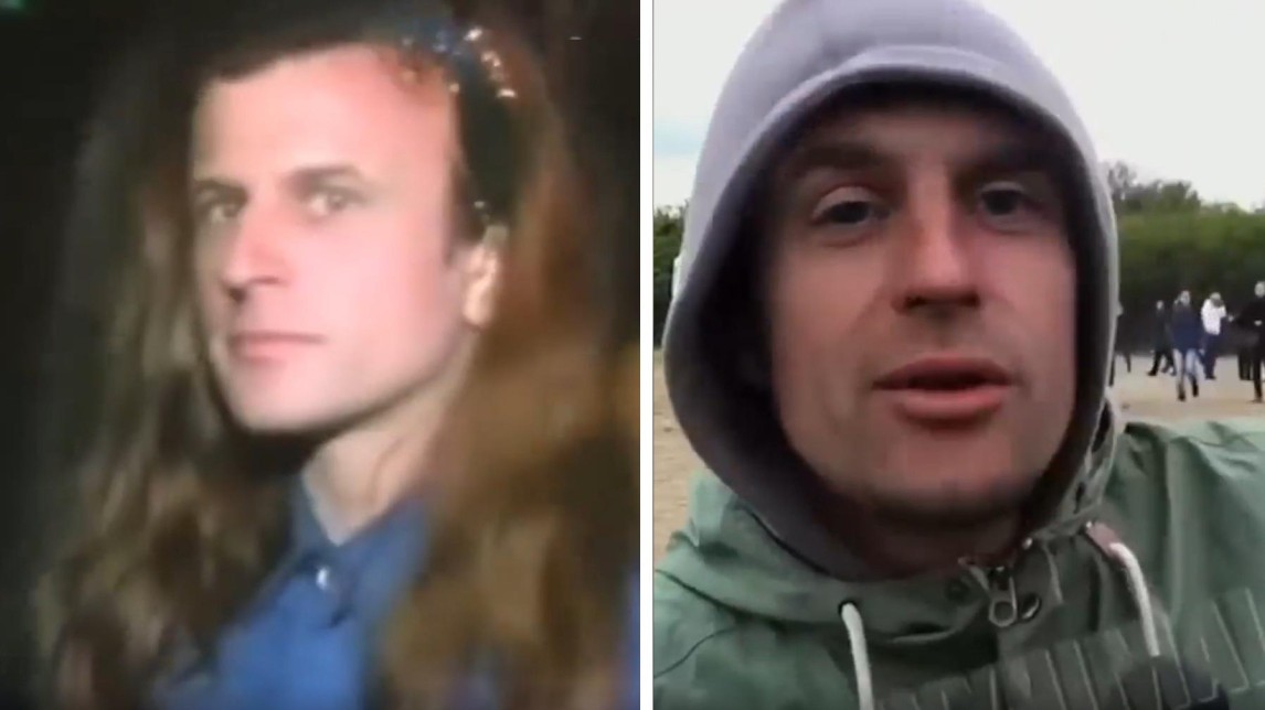 Deepfake-beelden van de Franse president Macron, die hij zelf deelde voorafgaand aan een AI-conferentie.