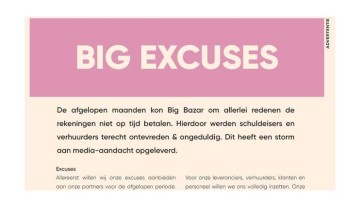 Big Bazar biedt excuses aan in 1/1 full colour in FD