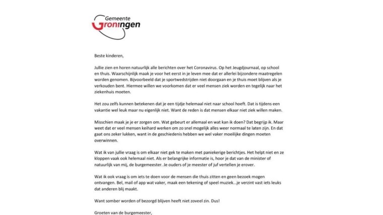 de brief van de burgemeester