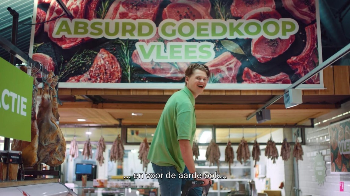 Uit tv-commercial Wakker Dier tegen vleesstunts Plus