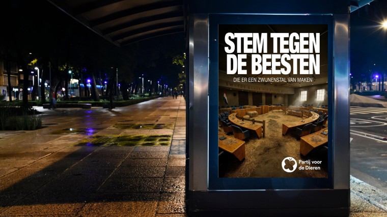 Poster voor de PvdD van Thomas ten Brink en Jorn Slotboom, Roorda Reclamebureau