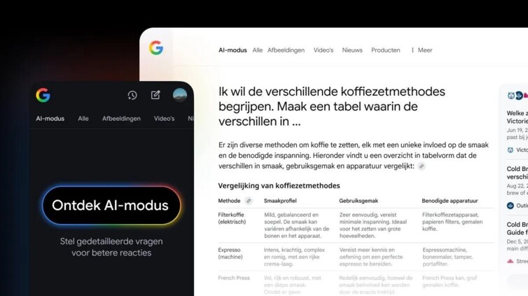 Google's AI-modus krijgt in meer landen reclame, nog niet in Nederland