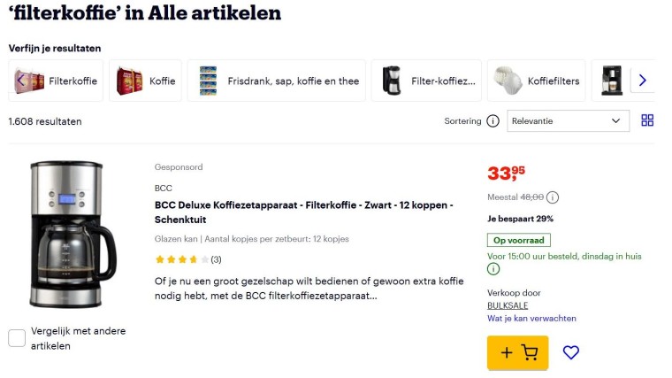 Bol.com gesponsord zoekresultaat