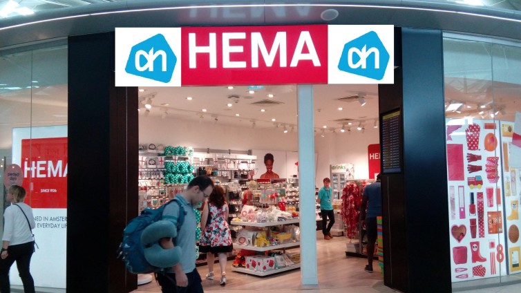 Een impressie. AH-logo is toegevoegd aan dat van Hema.