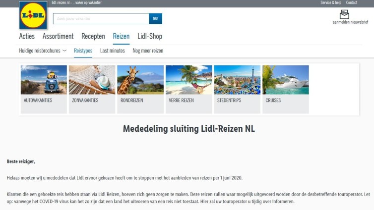 Sluiting Lidl-Reizen NL