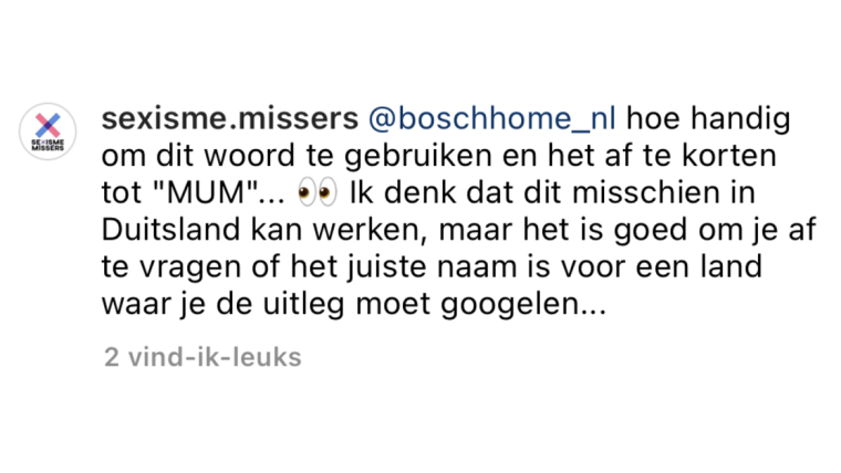 Sexisme missers reageert op Bosch