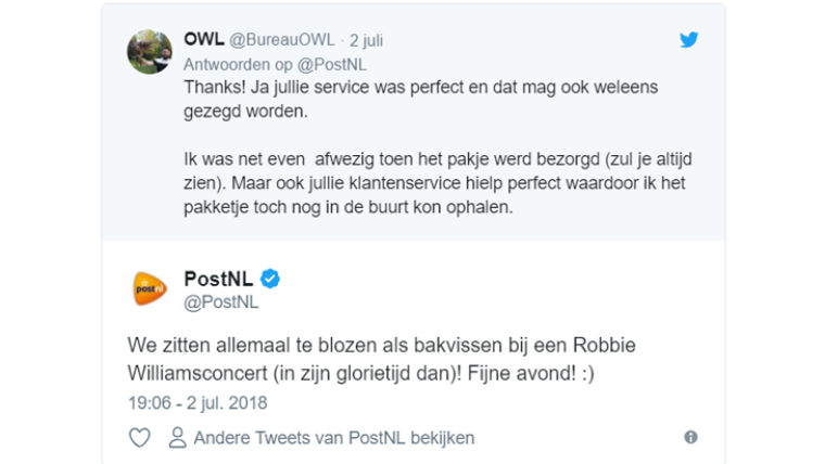 Complimentje voor PostNL