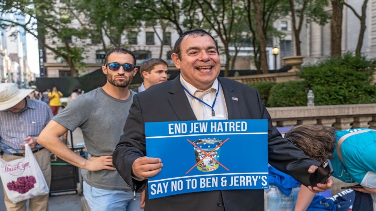 Protest in New York tegen boycot Ben &amp; Jerry's van delen Israel