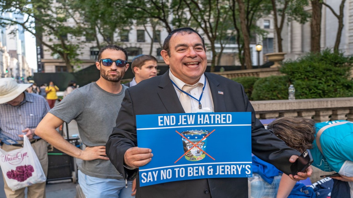 Protest in New York tegen boycot Ben & Jerry's van delen Israel