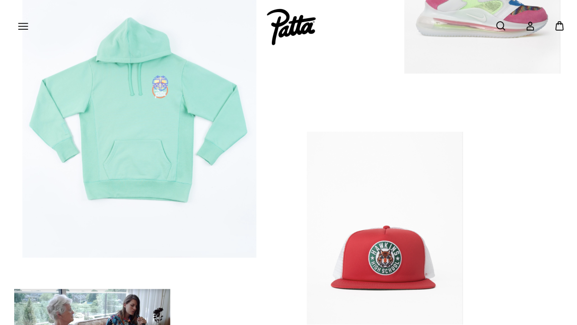 Screenshot van de website van Patta.